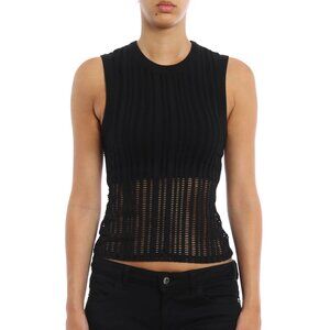 T by Alexander Wang PF/16 Black Stretch Jacquard Tank Top